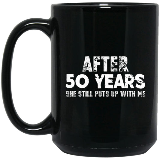 Anniversary Mug for Husband 50 years Black Coffee Mugs - GoneBold.gift