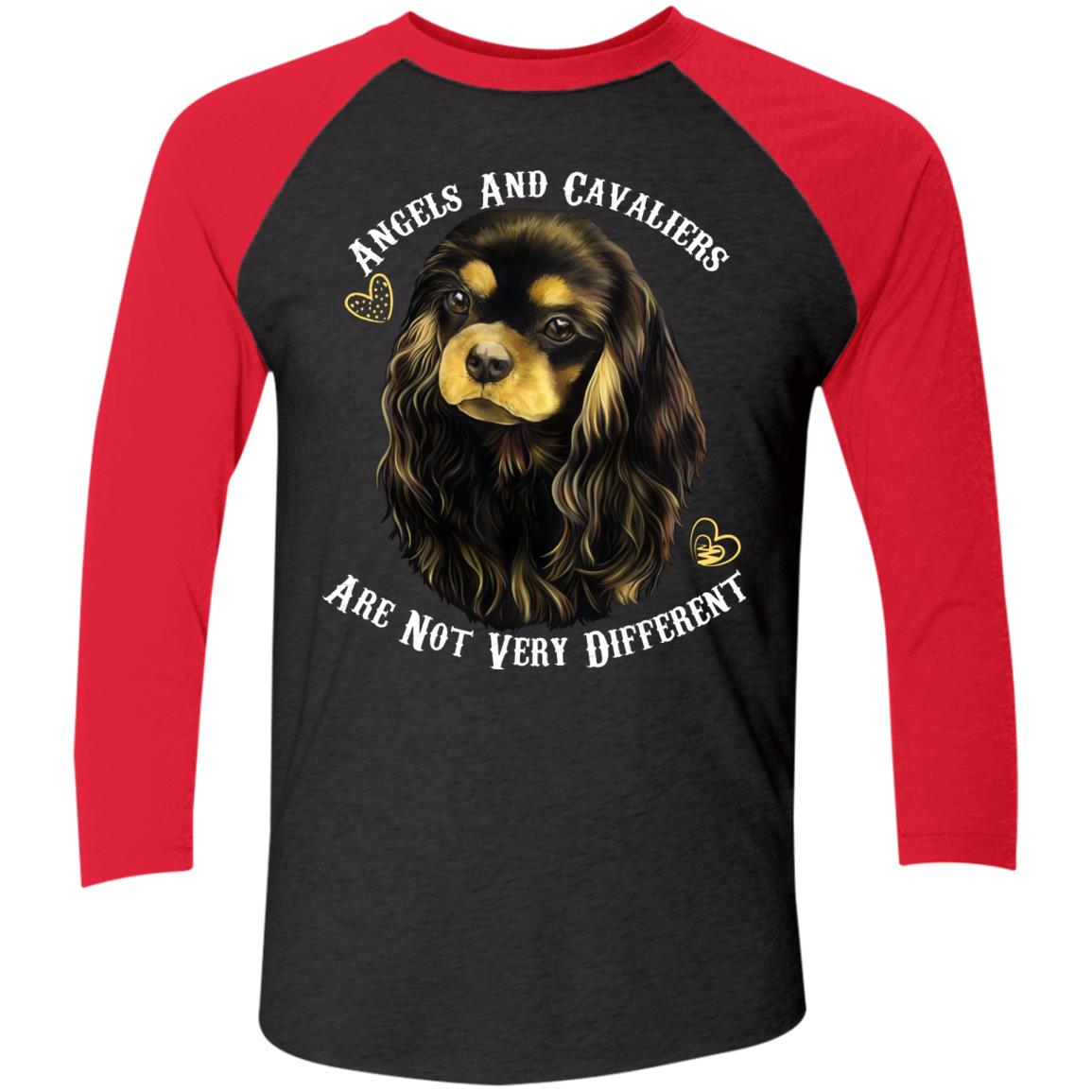 Cavalier King Charles Spaniel Black And Tan Angels and Cavaliers Baseball Raglan T-Shirt - GoneBold.gift