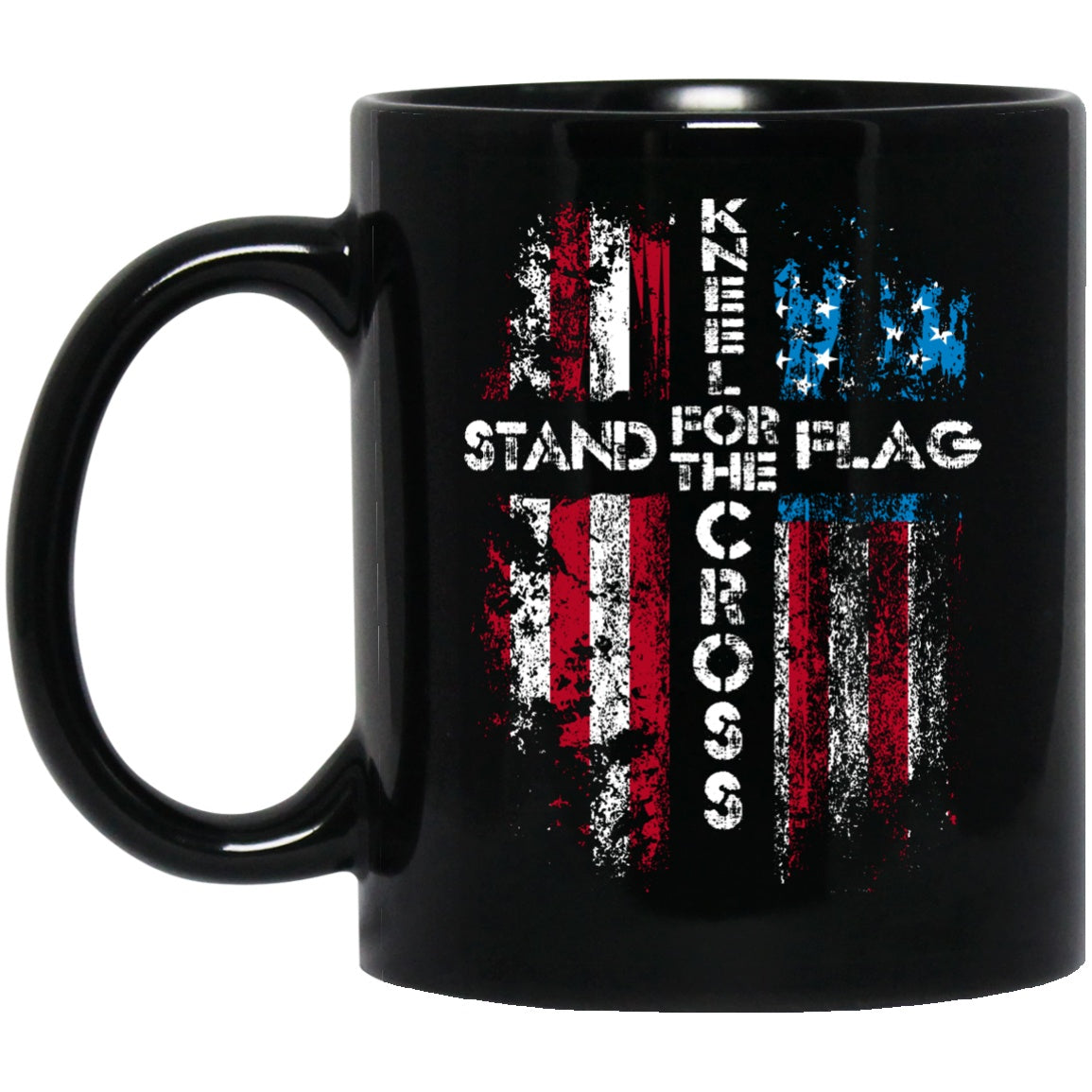 Stand For The Flag Kneel for The Cross Mug Black Coffee Mugs - GoneBold.gift