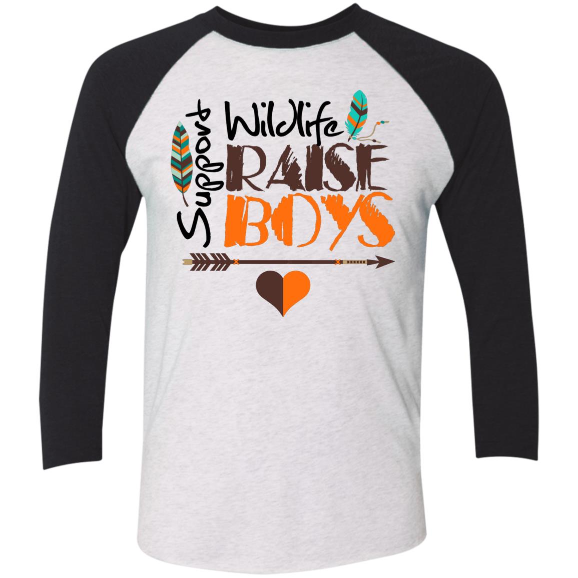 Mom Gifts Baseball Raglan T-Shirt - Support Wildlife Raise Boys - GoneBold.gift