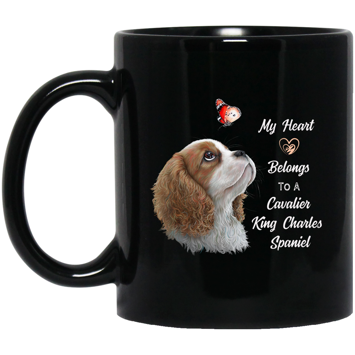 Cavalier King Charles Spaniel Gifts, Blenheim Cavalier, My Heart Belongs to a Cavalier mug - GoneBold.gift