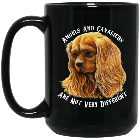 Cavalier King Charles Spaniel Gifts - Cavaliers And Angels Ruby Cavalier Black Coffee Mug - GoneBold.gift