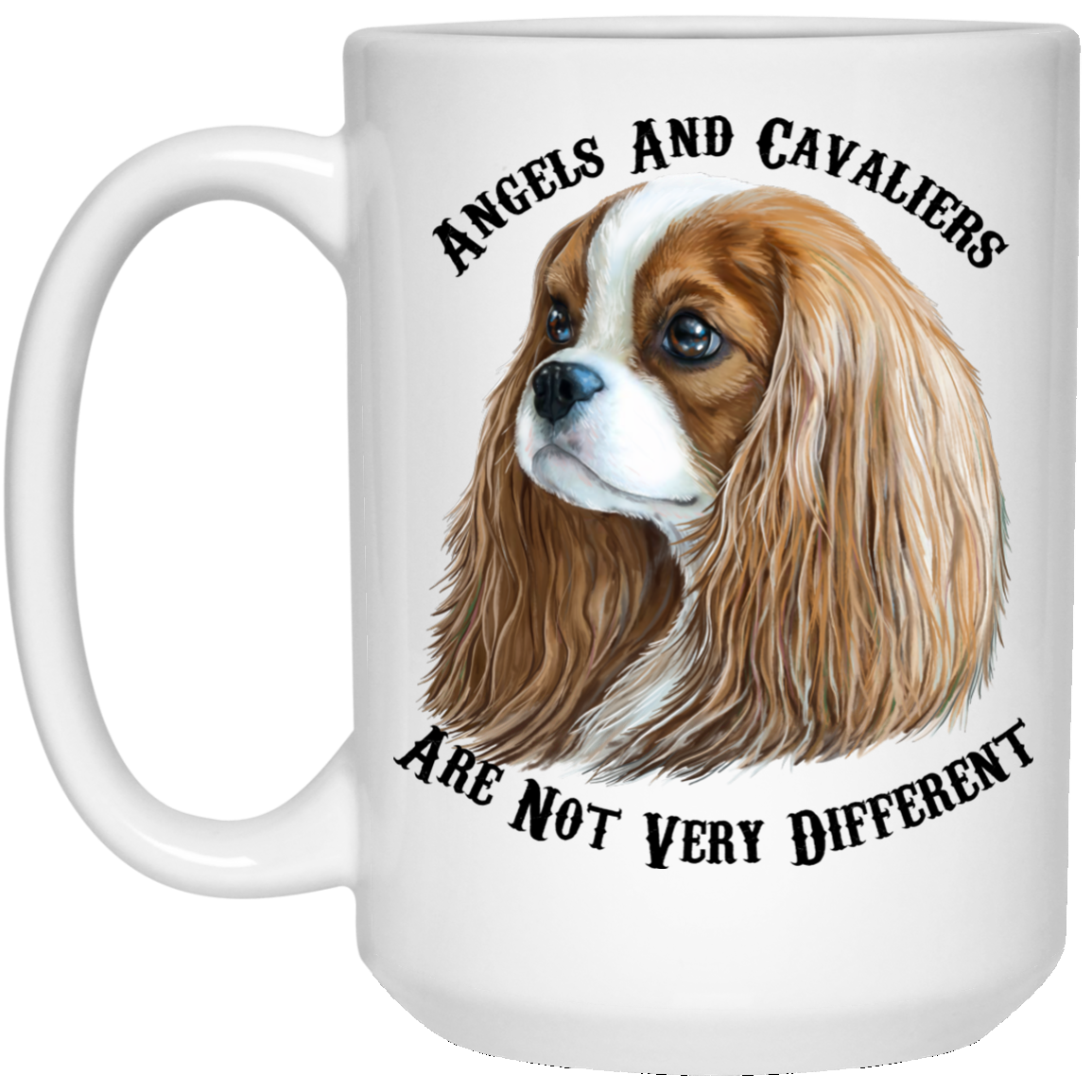 Cavalier King Charles Spaniel Gifts - Cavaliers And Angels Blenheim King Charles White Mugs White Mugs - GoneBold.gift