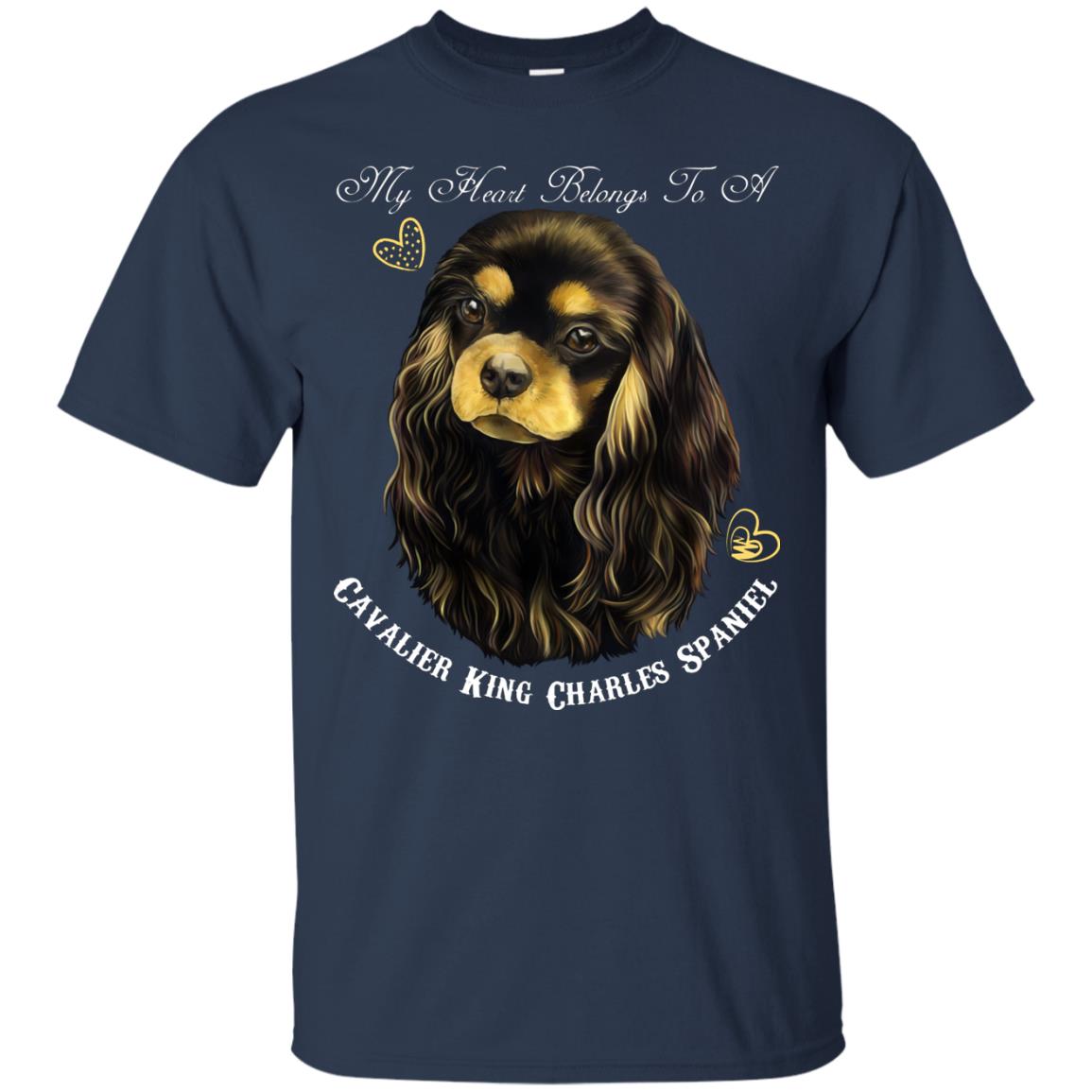 Cavalier King Charles Spaniel Black Tan My Heart Cotton T-Shirt - GoneBold.gift