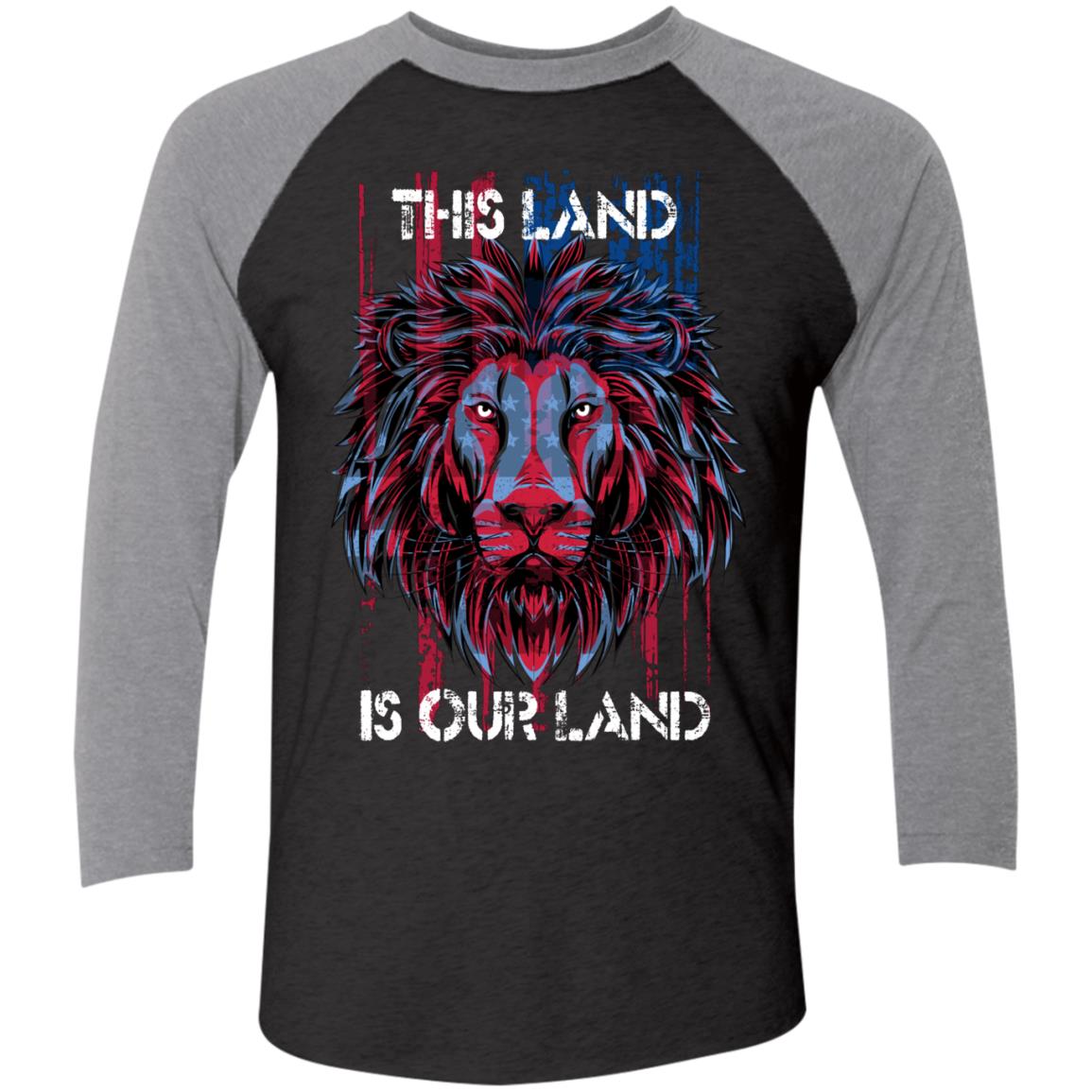 Patriotic  Baseball Raglan T-Shirt USA Flat This Land, 4th of July Clothes - GoneBold.gift