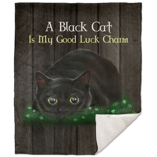 Black Cat Premium Sherpa Blanket - 50x60, Cat Gift - GoneBold.gift