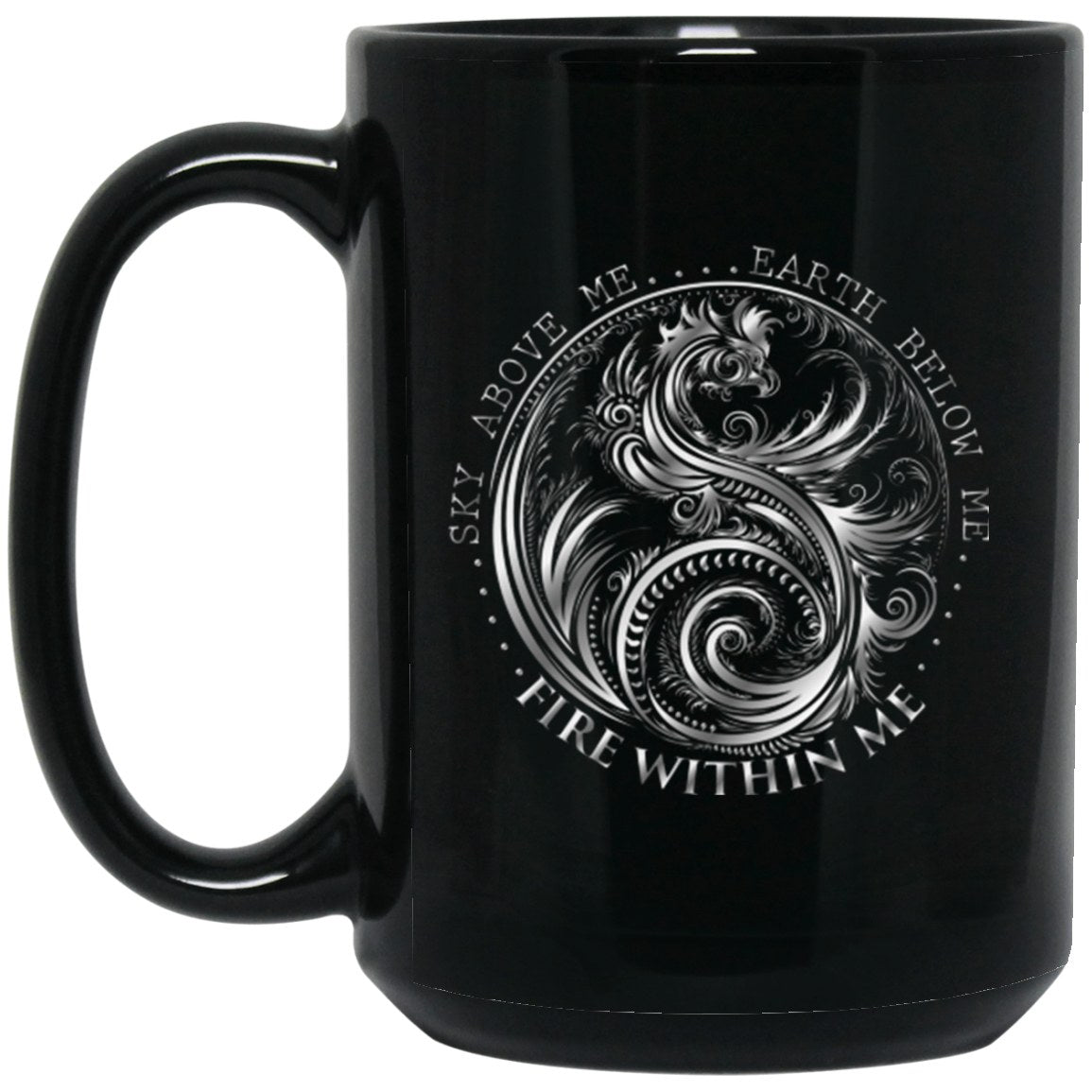 Dragon Mug Silver yin Yang Black Coffee Mugs - GoneBold.gift