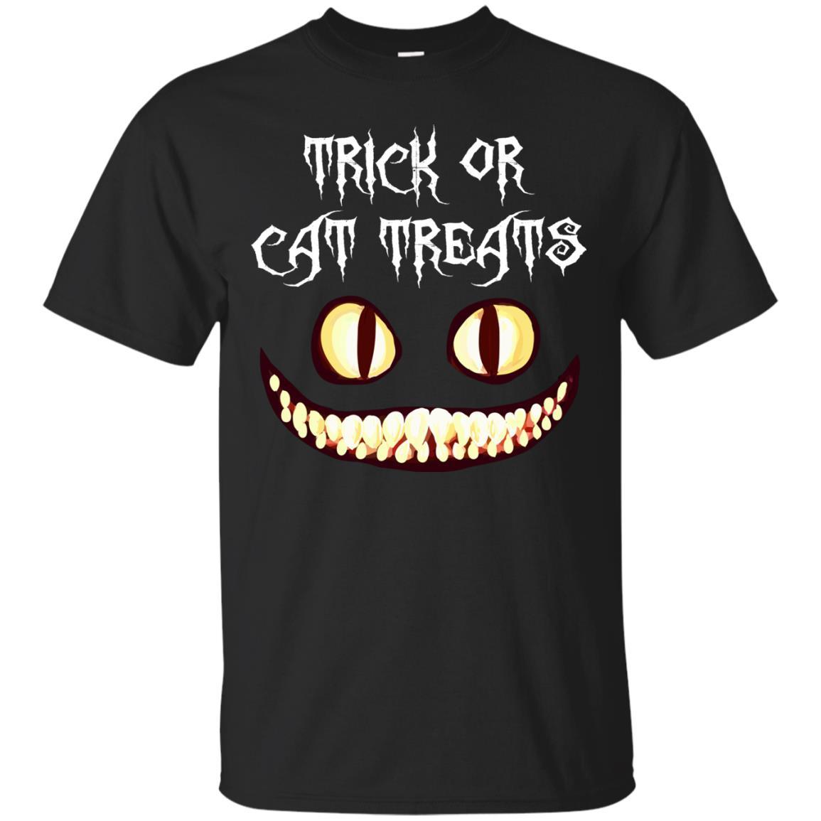 Cat Shirt Funny Halloween Trick or Cat Treats Unisex Tees - GoneBold.gift