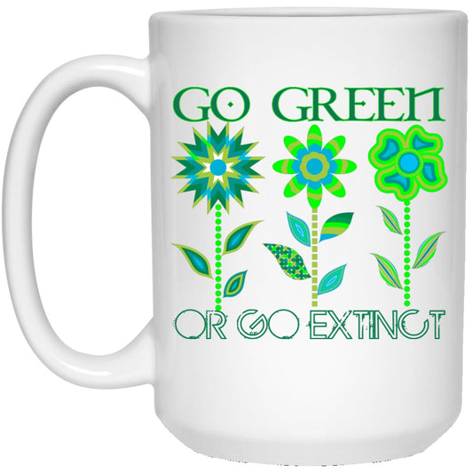Go Green Or Go Extinct White Coffee Mugs and Beer Steins - GoneBold.gift