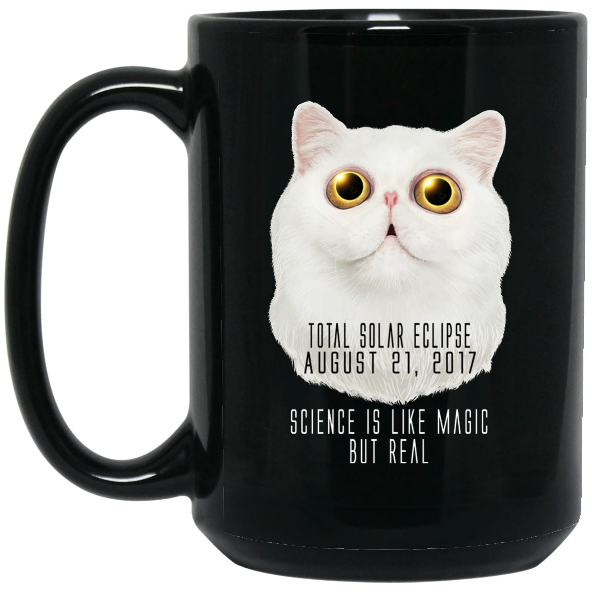 SCIENCE Cat Solar Eclipse Black Coffee Mugs - GoneBold.gift