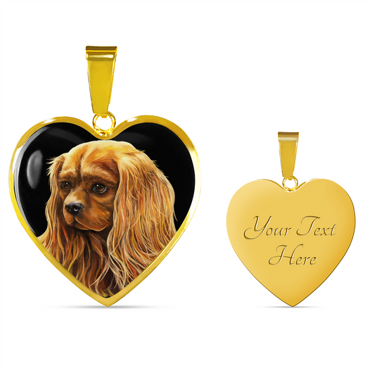 Ruby Cavalier King Charles Spaniel Heart Necklace & Bangle - GoneBold.gift