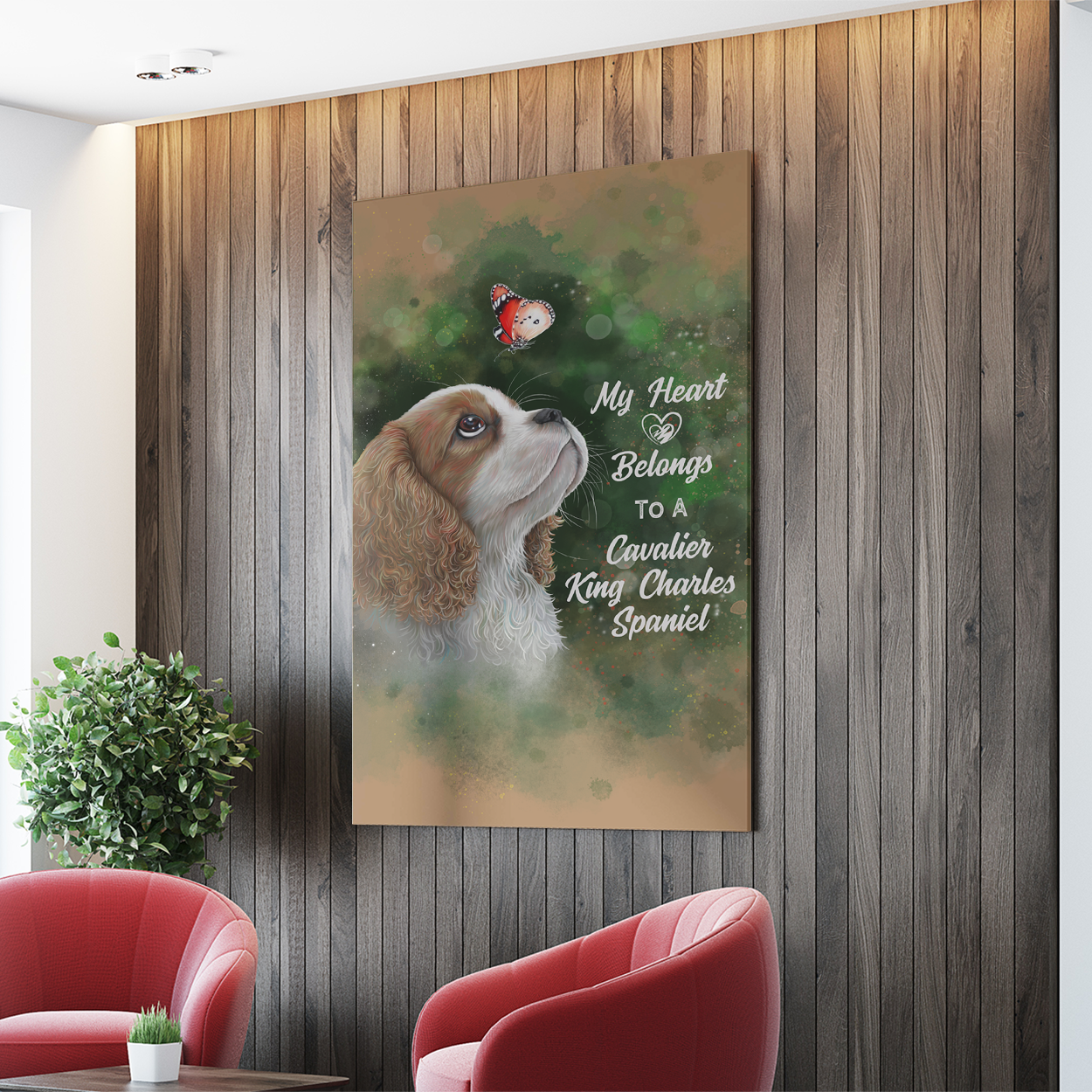 Cavalier King Charles Spaniel, My Heart Belongs To A Cavalier  Portrait Canvas .75in Frame - GoneBold.gift