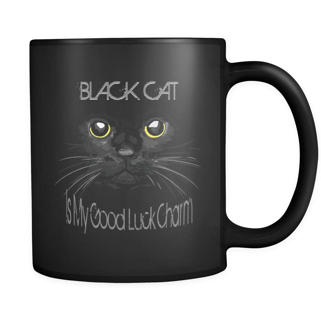 Black Cat - Is My Good Luck Charm - All BLACK 11oz Mug - GoneBold.gift