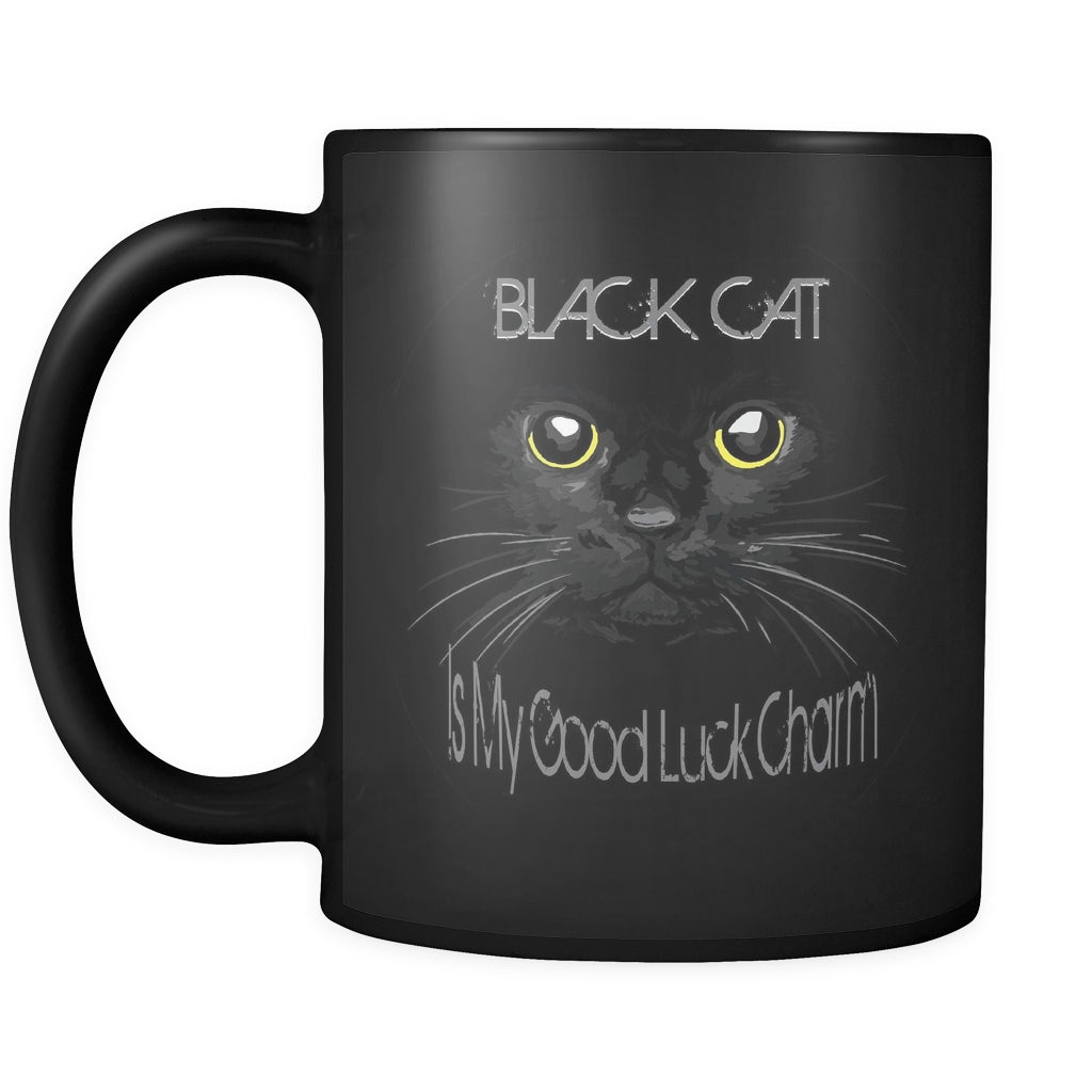 Black Cat - Is My Good Luck Charm - All BLACK 11oz Mug - GoneBold.gift